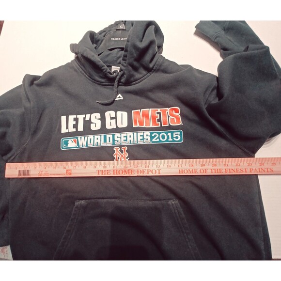 Majestic Men's Black  NY Mets 2015 World Series Pullover Hoodie Size LG - Picture 6 of 7